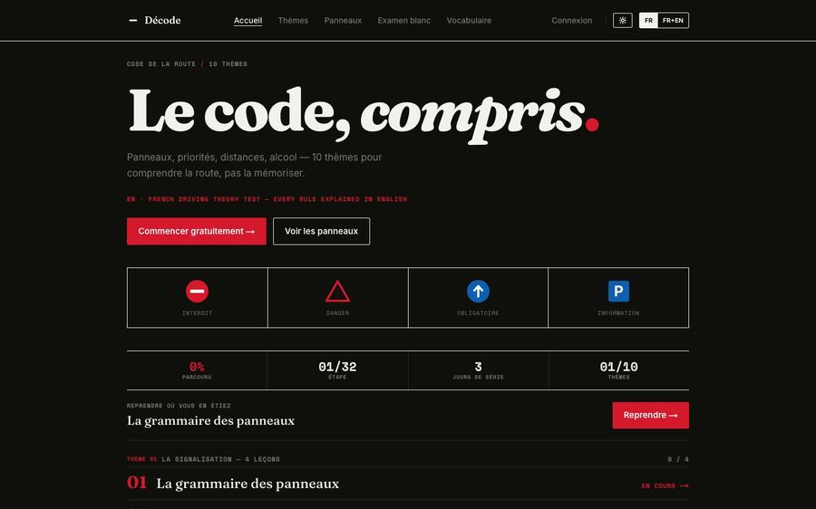 Décode, the driving-theory app